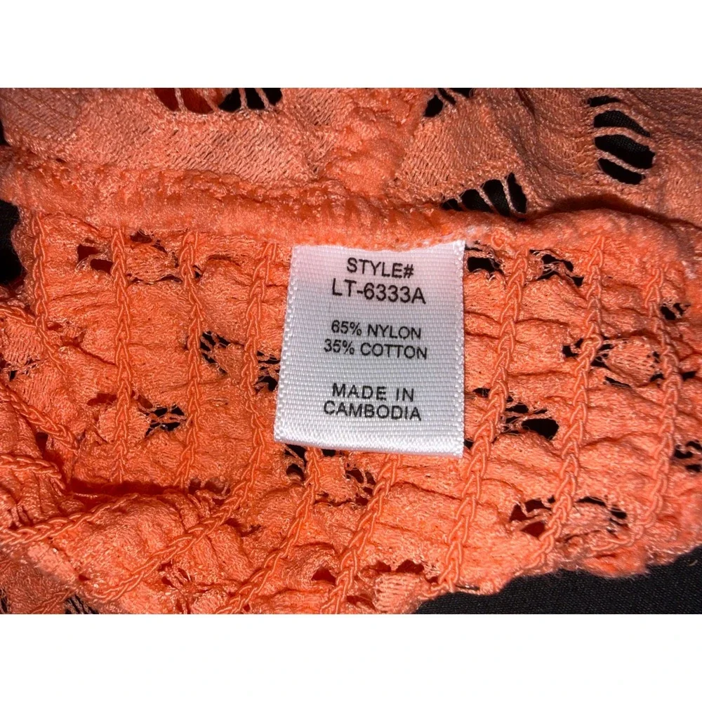 Zenana Floral Lace Bralette Coral Orange Longline Crop Top Women's Medium - Picture 5 of 5